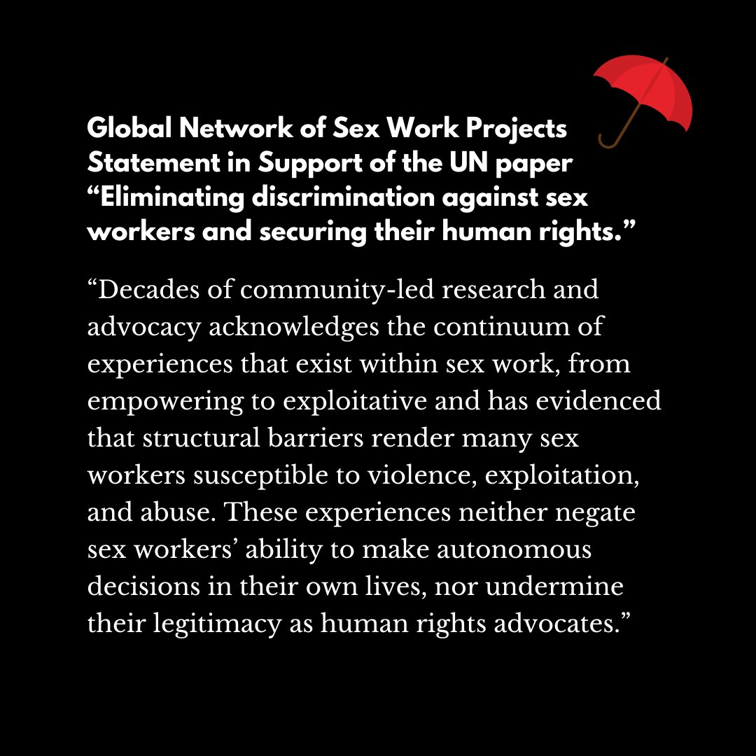 We’re standing with sex worker rights organizations from all over the world in support of the UN’s recent paper. Read the full statement at swannet.org/wp-content/upl…