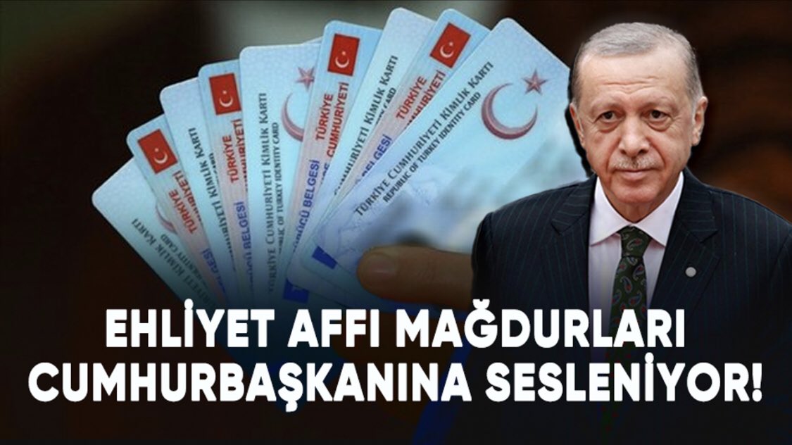 YeniYıla EhliyetAffı

Evlerimize Bereket Neşe Gelsin.İşsiziz Çalışmamız Gerekiyor Mağduruz.
🚩Ölümlü Kazaya Karışmamış Bir Milyon Şoföre Bir Defaya Mahsus Adil Bir ✅#EhliyetAffı İstiyoruz.
<a href="/RTErdogan/">Recep Tayyip Erdoğan</a> <a href="/DoganBekin/">Doğan Bekin</a> <a href="/yilmaztunc/">Yılmaz TUNÇ</a> @ErbakanFatih <a href="/AliYerlikaya/">Ali Yerlikaya</a> <a href="/_cevdetyilmaz/">Cevdet Yılmaz</a> <a href="/melihguuner/">Melih Güner</a>