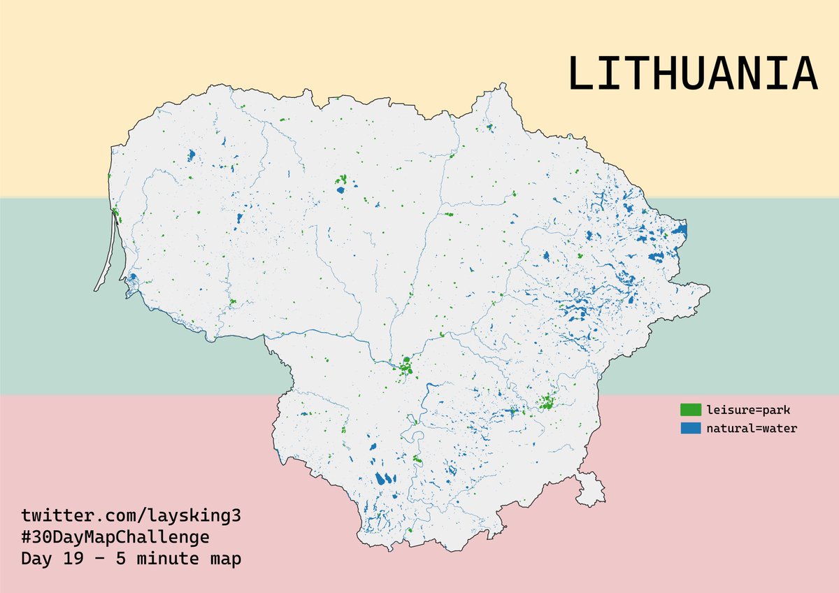 5 minutes with QuickOSM plugin in QGIS and map is ready #30DayMapChallenge #lietuva #map #qgis