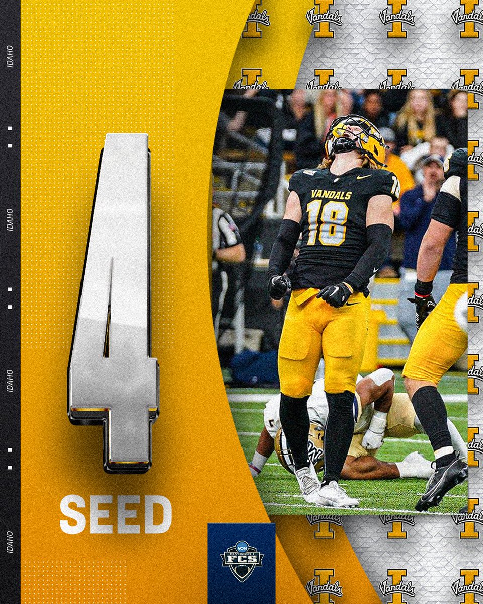 𝟒 𝐒𝐞𝐞𝐝: <a href="/VandalFootball/">Idaho Football</a> 🟡

#FCSPlayoffs