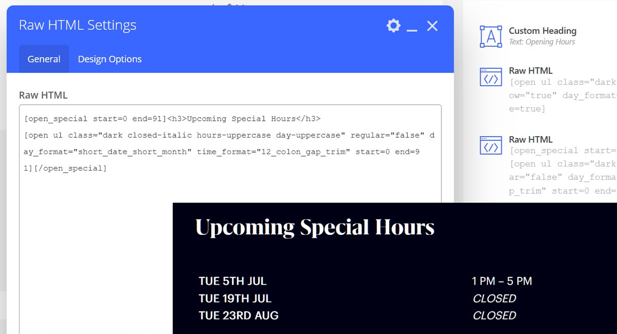 designextreme_'s tweet photo. Special opening hours can appear conditionally in the latest version of the @WordPress #plugin - We’re Open! 4K active installations and growing! #openinghours See: https://t.co/Yi1nUBMwG8 for details. https://t.co/ALZowNxrh8