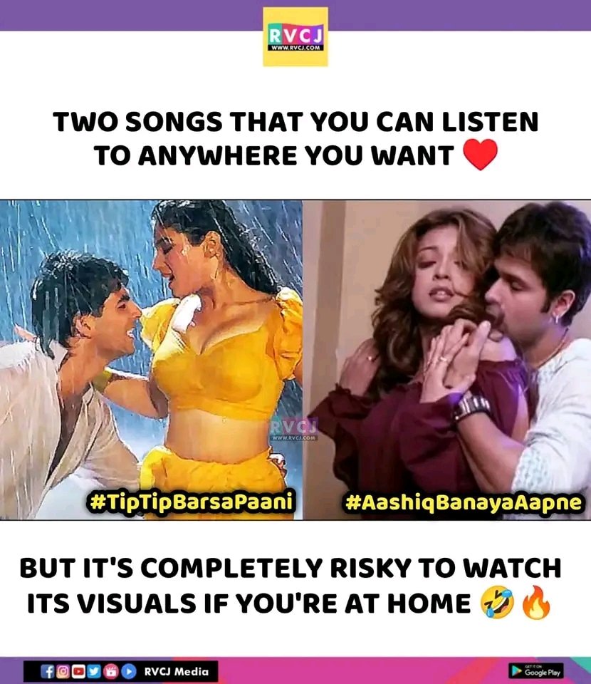 These two songs 😛

#rvcjmovies #rvcj #tiptipbarsapaani #aashiqbanayaaapne