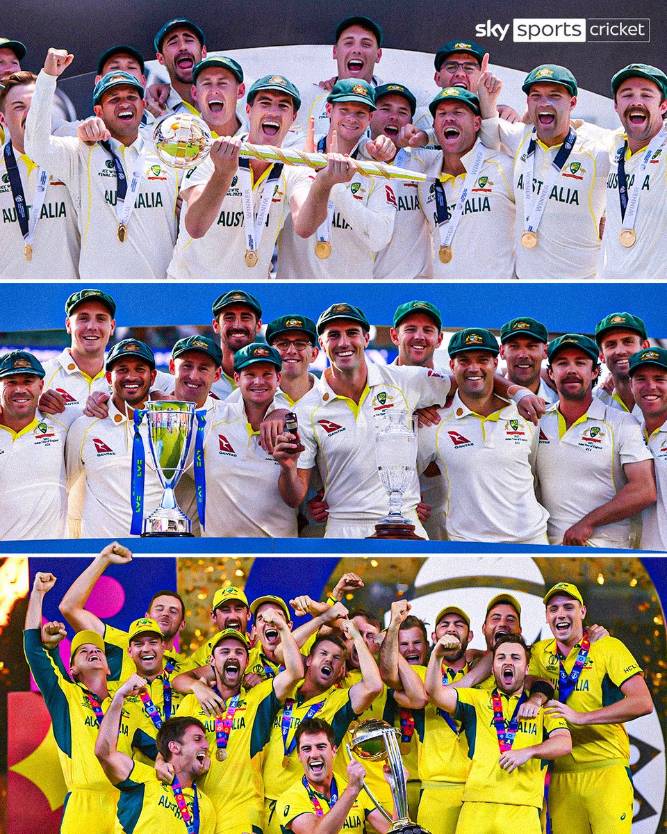 SkyCricket's tweet photo. World Test Championship 🏆 ✅️
Retained Ashes in England ⚱️ ✅️
ODI World Cup 🏆 ✅️

Pat Cummins' Australia in 2023 = 𝗖𝗟𝗨𝗧𝗖𝗛 🇦🇺 😤 https://t.co/YcpiY2dZuJ