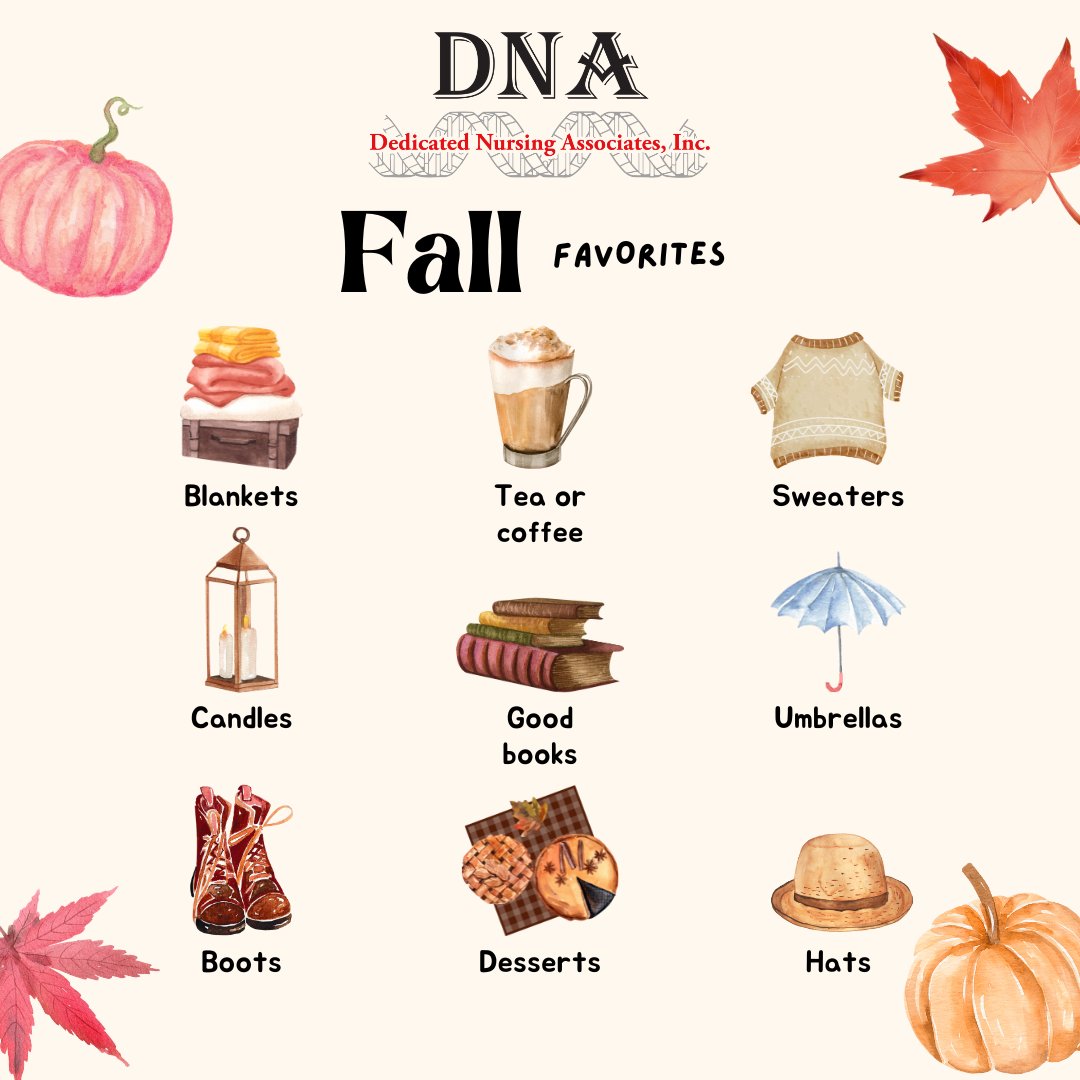 DedicatedNurses's tweet photo. Which one of our fall favorites is your favorite?🍂

#Fall #Autumn #FallFavorites #FallItems https://t.co/hTEARJYIU4