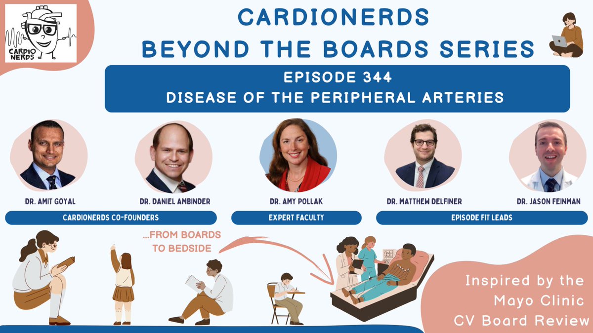 👀@Cardionerds alert! From aortic disease to distal vessels, join experts dissect common presentations in a captivating case-based convo. Dr. Pollak guides us through diagnosis and management of PAD. 344. Beyond the Boards: Disease of the Peripheral Arteries with Dr. Amy Pollak