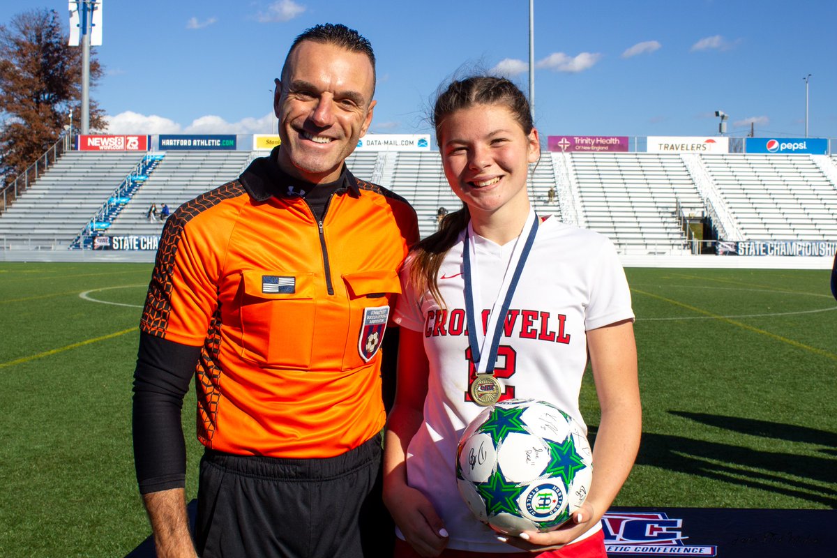 ciacsports's tweet photo. Cromwell wins 3rd all-time Girls Soccer State Championship. 2-1 in OT over Thomaston in Class S. @_CHS_Sports_ @THSGoldenBears 

Cromwell's Cameryn Hickey named MVP! 

Photo thread from @jadabirdmedia #ctgsoc https://t.co/UE9Ty6JW5s