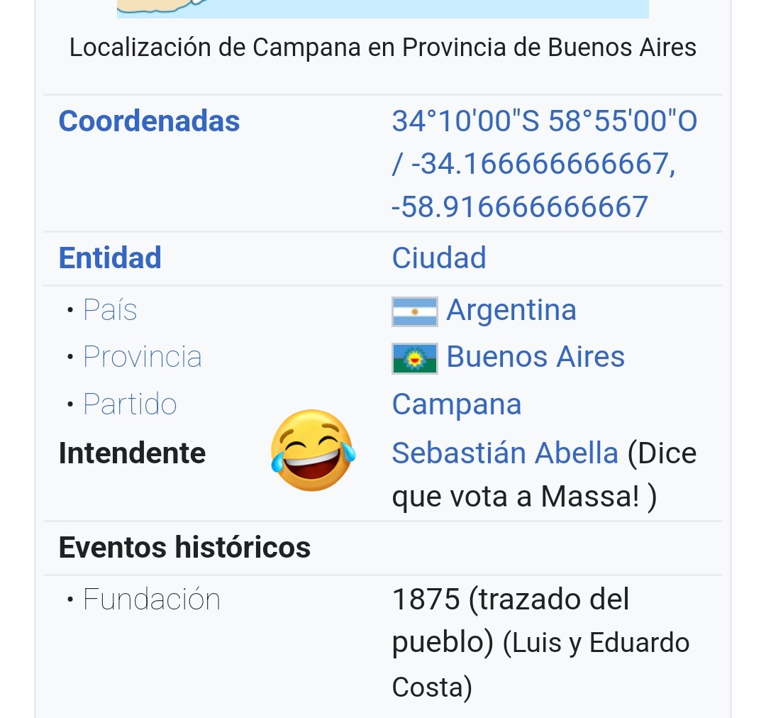 lolo__diaz's tweet photo. Amigos, desde la distancia ya actualicé wikipedia de campana! https://t.co/agfYGT8qu2