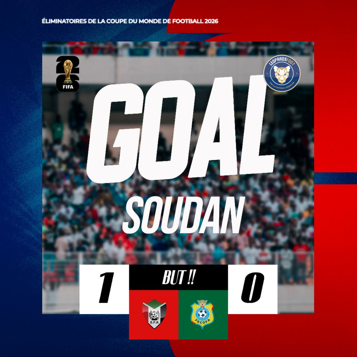 leopardsfoot's tweet photo. 🐆 Le Soudan ouvre le score !

Les soudanais profitent d'un corner mal négocié par la défense congolaise pour inscrire le premier but de la partie, 1-0.

#SOURDC https://t.co/GGOTWwGXzi