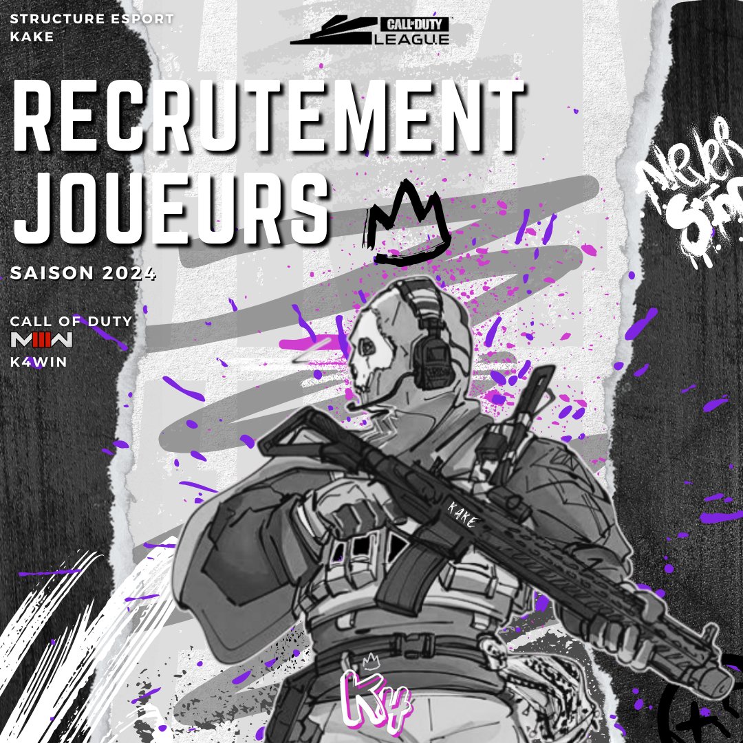 📋| RECRUTEMENT #MWIII  

Nous sommes à la recherche de 3 joueurs pour la saison 2024 afin de construire un roster autour de notre joueur <a href="/GaaRaLaDeb/">Maelan</a> .

  Conditions :
🔹Grosse disponibilité  
🔹Motivé 
🔹Lannable  
🔹Sérieux

N'hésitez pas à nous contacter .  

RT /FAV  🔁