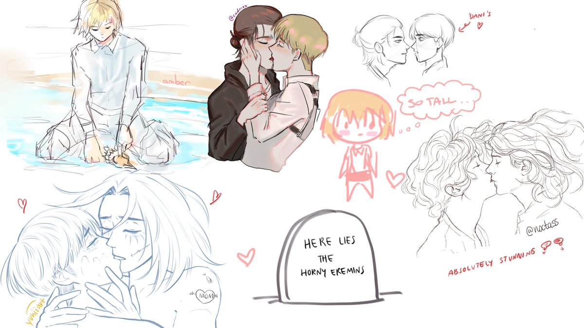 cadriox's tweet photo. #eremin
 As a celebration for eremin being more canon than ever, a number of ea artists and I decided to brainrot tgt in aggie!!!

Everyone is sooo talented I might cry, everything is beyond beautiful!!!!! 😭😭😭💖💖💖💖💖😭😭😭😭🐚🩸

(Artists tagged below vvvv) https://t.co/8DMvg16Cvl