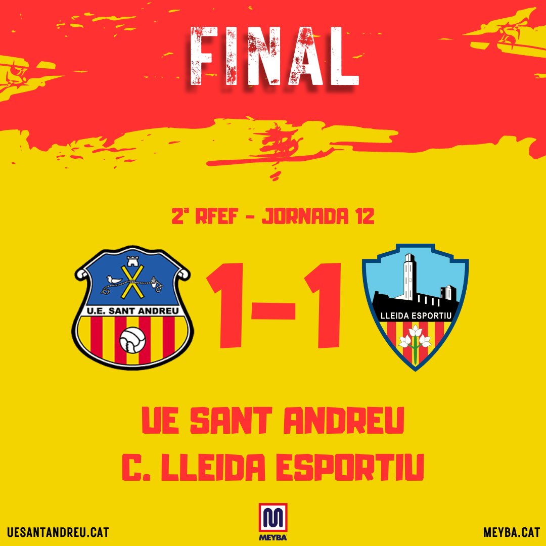 FINAL 🏁 Empat entre el Sant Andreu i el Lleida Esportiu (1-1).