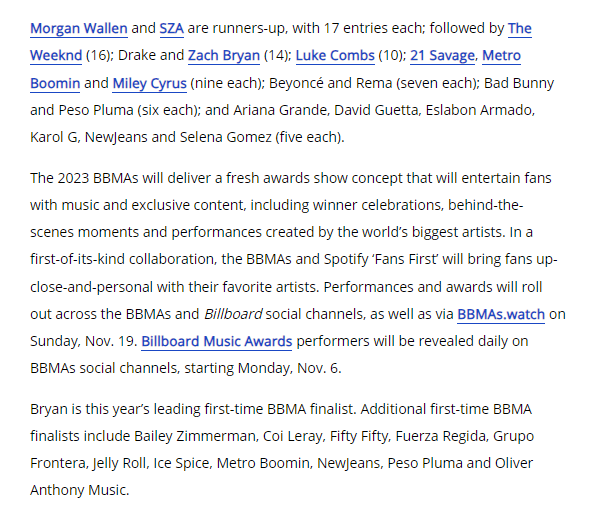 This was Billboard's #BBMAs press release on Oct. 26, when they announced Taylor Swift lead the nomination with 20 noms. Taylor Swift competing with Drake. What do they have in common? They have the same record label.