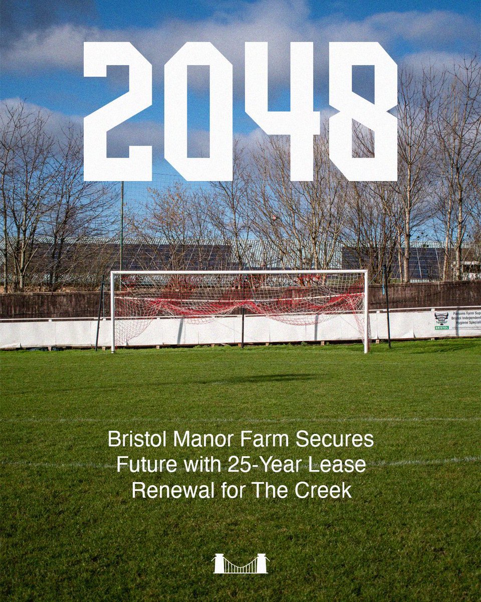 Bristol Manor Farm is thrilled to announce the successful renewal of the lease for our iconic Sea Mills ground, The Creek 🏟️

This exciting development will ensure that football continues at The Farm for a further 25 years, extending the lease until 2048.

buff.ly/3QJuTIA