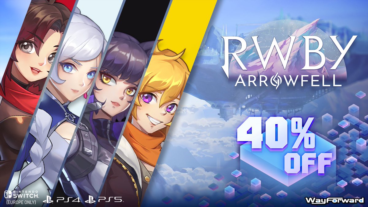 Join Team RWBY and use their trademark weapons and semblances to protect Solitas from a mysterious new threat 2D action-adventure RWBY: Arrowfell, now 40% off on Switch (EU) and PlayStation 4 & 5! Switch (EU): bit.ly/RWBY_SwitchEU PS4/PS5: bit.ly/RWBY_PS4PS5NA