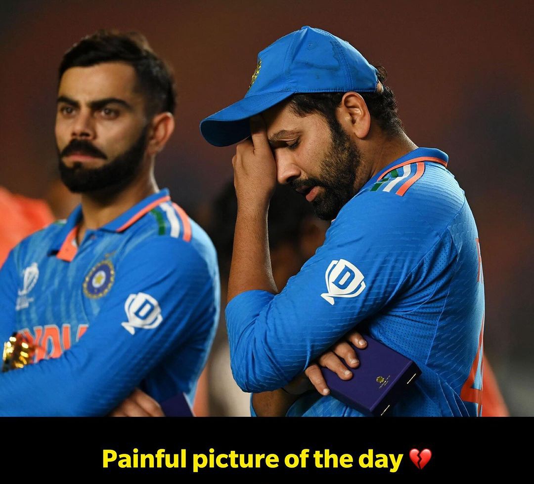 TRS_Hemanth's tweet photo. Chinup champs @ImRo45 &amp; @imVkohli  both gave your best, Capsi Rohit ✨ you did your best from not being selected in 2011 WC to Selfless Leader India ever seen. Overall tournament dominant display by  @BCCI. Today wasn't our day  #INDvsAUSfinal #INDvAUS #CricketWorldCup2023 https://t.co/fBg8mwrSqM