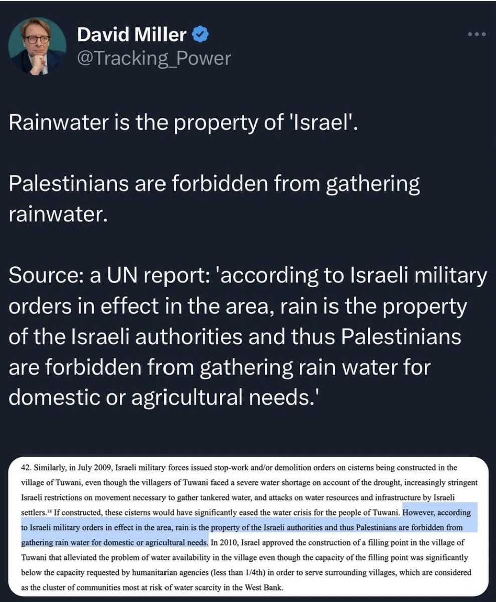 Imagine being forbidden to gather rainwater… just pure evil #IsraelTerrorism