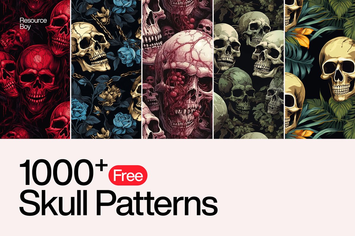 Resource_Boy's tweet photo. FREE 1000+ Skull Patterns. 💀 Perfect for art, crafts, or spooky season! Download now and give life to your designs. 🎨 
https://t.co/jkFAhtPCEd
#FreePatterns #SkullArt #CreativeDesigns #ArtInspiration #DIYCrafts #SpookySeason #DigitalArt https://t.co/VNYhoWkw3F