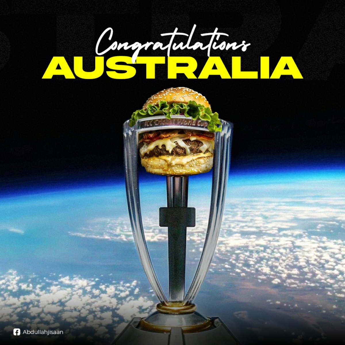 abdullahjisaan's tweet photo. Congratulations, Australia 🇦🇺

#worldcup #cricket #Australia #India https://t.co/J0xGvUIpIQ