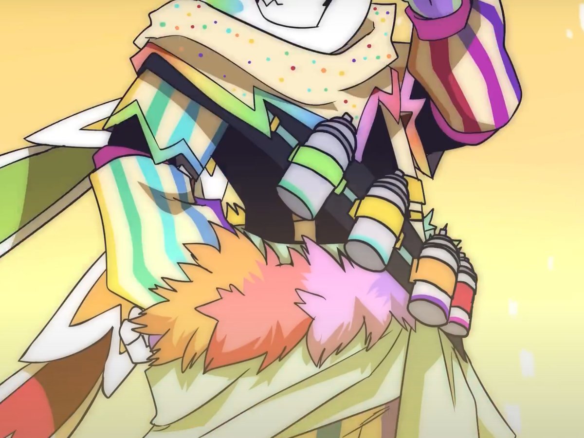 InkyBrah's tweet image. [ * Out of the colorful fog, a figure approaches... But who is it? ]

[ * “Yo, anyone here? Dis place looks awesome!” ]

//Fresh!Ink joins ParodyTWT because I cannot control myself!

// #Parodytwt #UTRP

//Other parodies: @amy_hedgehogg @HumanzR_Cute @BL4CK_4PPL3