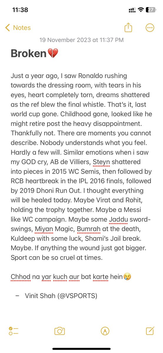 Heartbroken💔 Sport can be so cruel at times🥺 #INDvsAUSfinal #Worldcupfinal2023