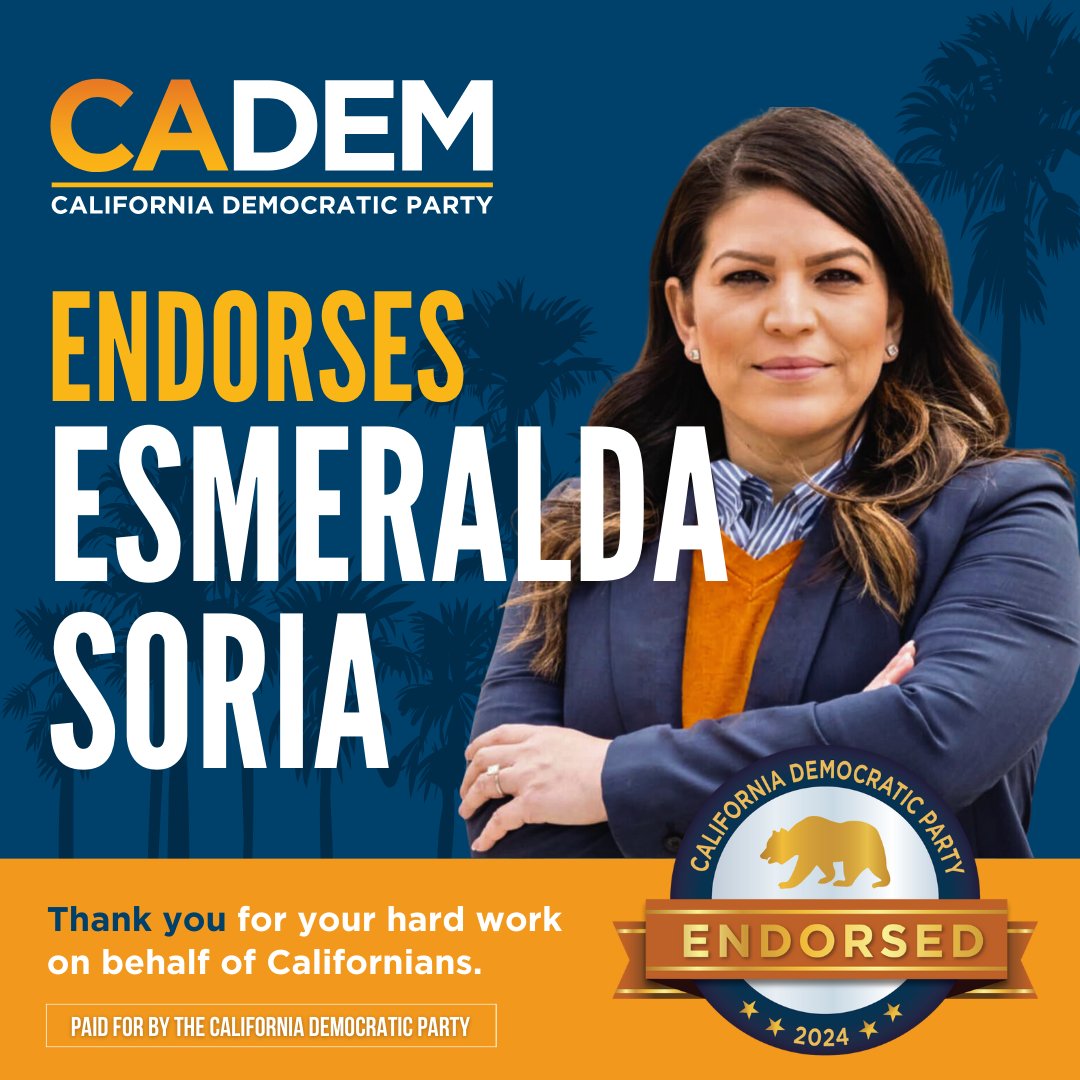 Thank you Assemblymember @Esmeralda_Soria for your hard work on behalf of Californians. #CADEM #Organizing2Win
