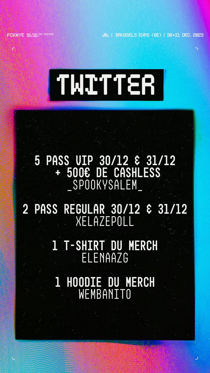 fcknyefestival's tweet photo. Le concours est TERMINÉ ! Voici la liste des gagnant.e.s : https://t.co/e0bQZYU1m5