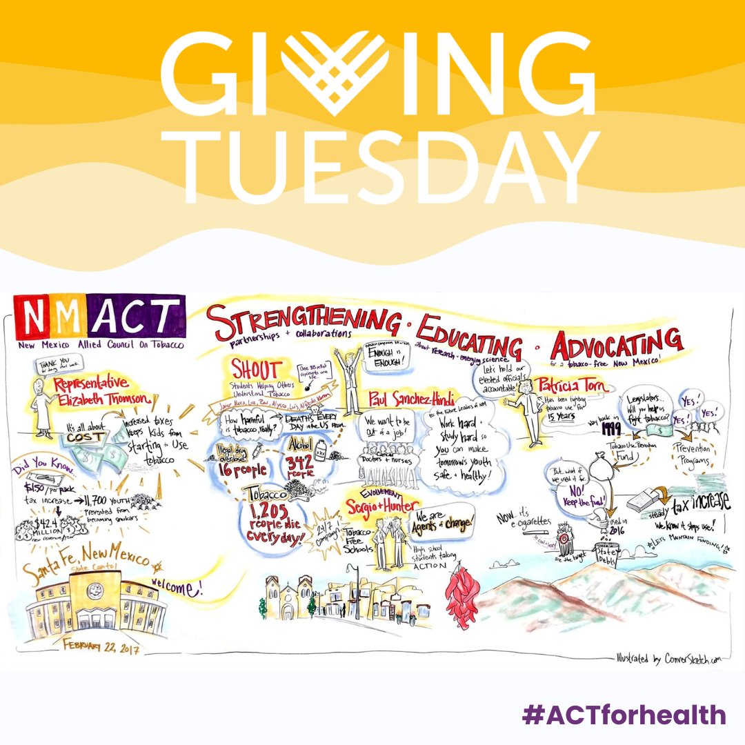 #GivingTuesday is next week on Tuesday, Nov. 28. Your donation to NMACT helps us continue to STRENGTHEN partnerships and collaborations, EDUCATE about emerging science and best practices, and ADVOCATE for the health of New Mexico . #ACTforhealth
tinyurl.com/donateCDPC
