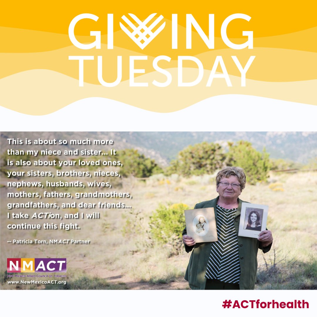 #GivingTuesday is one week away on Nov. 28. Your donation to NMACT helps us advocate for policies that can save lives, and prevent future New Mexicans from suffering from commercial tobacco related disease and death. #ACTforhealth
tinyurl.com/donateCDPC
