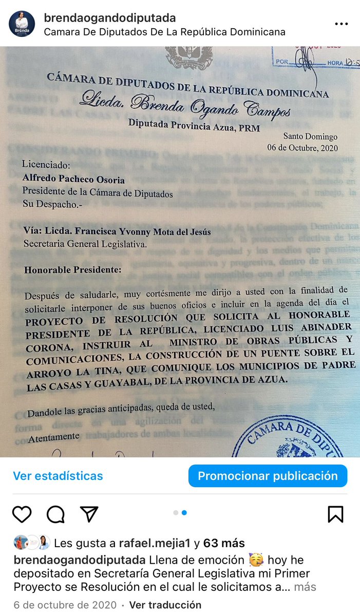BOgando29's tweet photo. @NachoPujols @luisabinader @DeligneAB @PresidenciaRD @JosePaliza @GreyPrezDaz1 @liadediazd @joaquinlg1 @Unidsxguayabal @manuelveloz28 Nuestro primer proyecto de resolución al llegar a la cámara de diputados fue solicitando al presidente la construcción de ese Puente para nuestro municipio y el mismo presidente se comprometió con la realización de dicha obra. 

Apelamos fielmente a su buena gestión @luisabinader https://t.co/9rXfBHf1mh