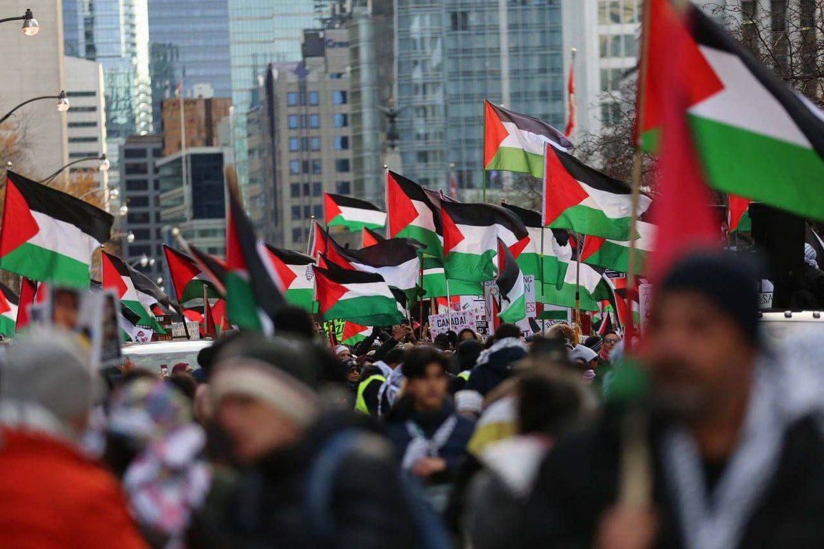 Thousands rallied in Canada, standing in solidarity with the Palestinian people, demanding an immediate ceasefire to halt the Israeli genocide in Gaza. Donate to Gaza🇵🇸 gogetfunding.com/emergency-reli…