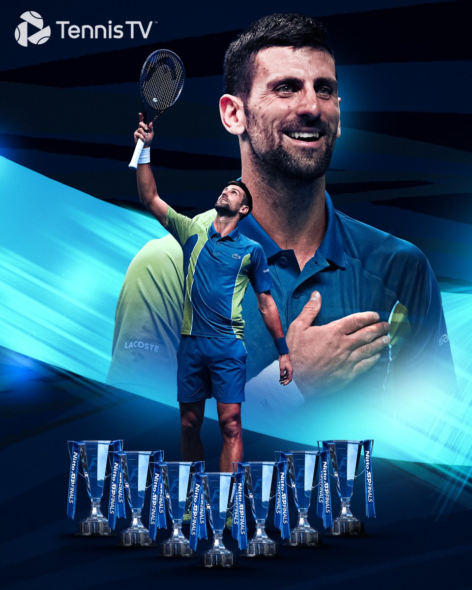 TennisTV's tweet photo. 2008 🏆
2012 🏆
2013 🏆
2014 🏆
2015 🏆
2022 🏆
2023 🏆🆕

A record-breaking SEVEN #NittoATPFinals titles for @DjokerNole!! https://t.co/K0TCuRcD1P