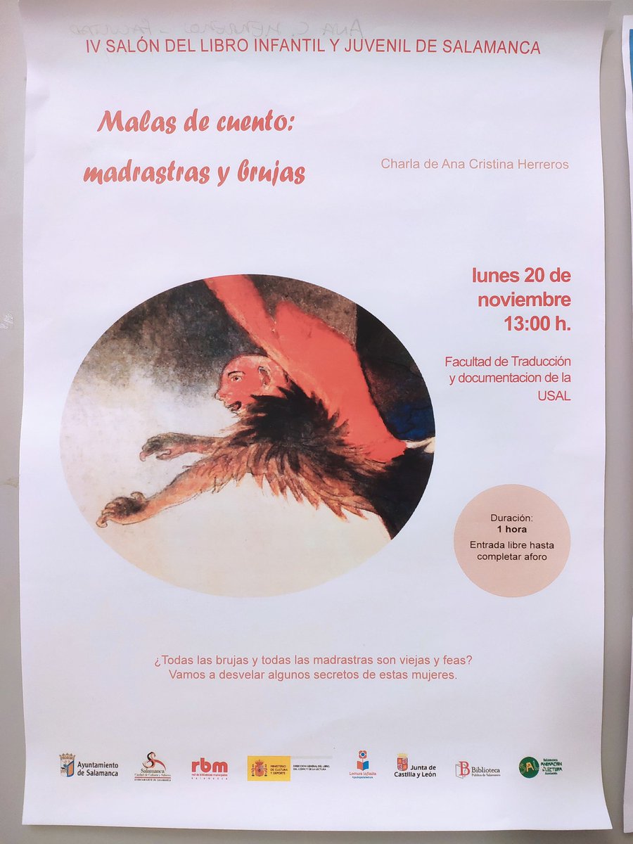 Mañana hablo de los malos de los cuentos en el Salón del Libro de Salamanca… Aprender a identificarlos es importante…
