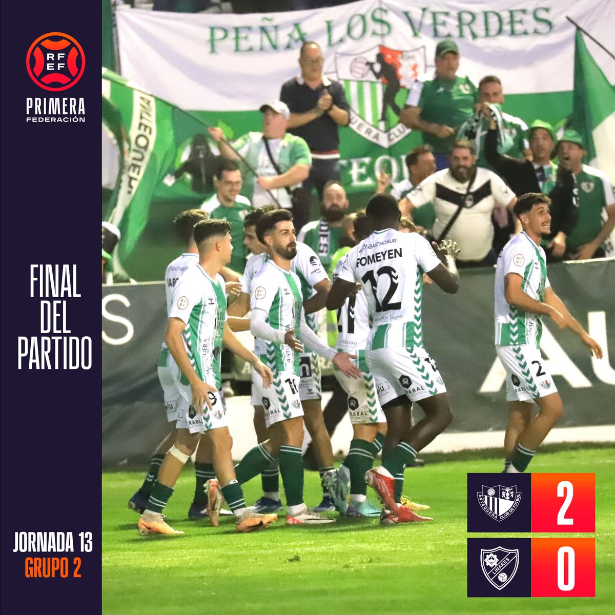 Primera_RFEF's tweet photo. 🏁 #AntequeraLinares | 𝗙𝗜𝗡𝗔𝗟

¡Los tres puntos se quedan en El Maulí y el Antequera sigue soñando!

#PrimeraFederación https://t.co/GitUuvoka1