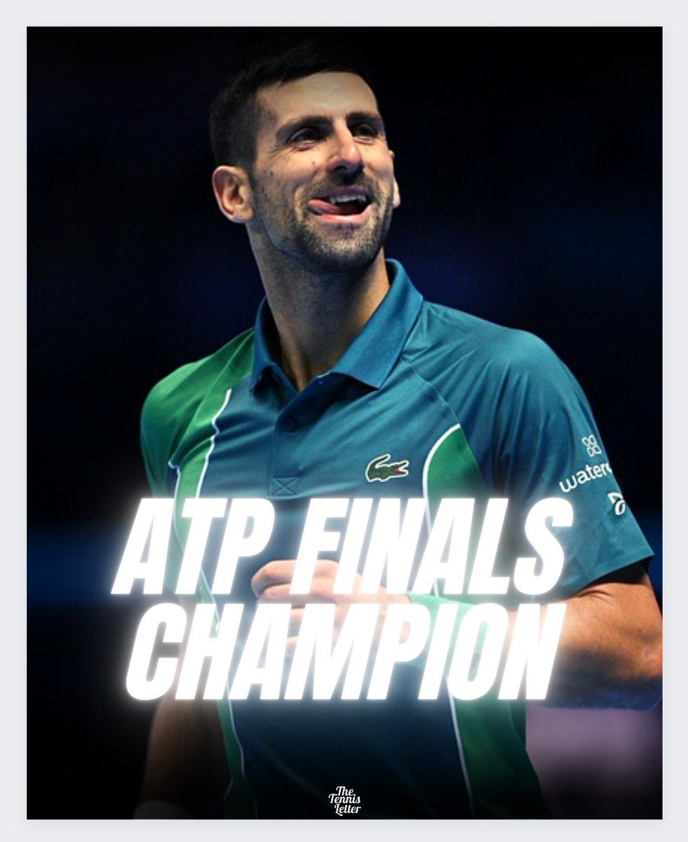 TheTennisLetter's tweet image. Djokovic d. Jannik Sinner 6-3 6-3

Let’s recap his year.

✅ATP Finals Champion (most of all time)
✅Won 40th Masters (most of all time)
✅Won 3 out of 4 Slams
✅8th year end #1 finish (most of all time)
✅Won 22 of last 23 matches

Novak’s history book is still being written. 🇷🇸