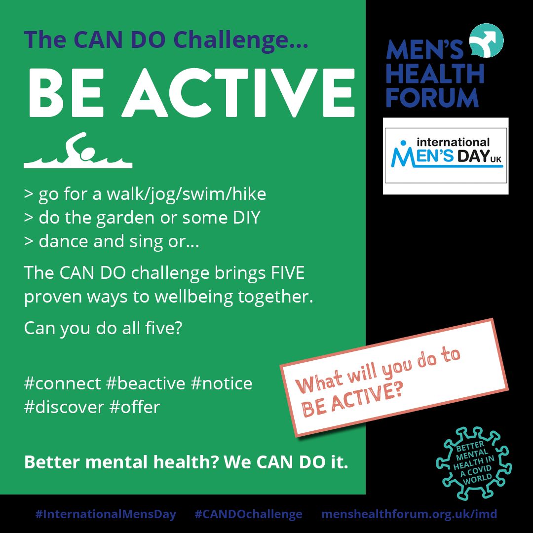 We're celebrating #InternationalMensDay and their #CanDoChallenge , can you be more active? There's lots of ways across Solihull buff.ly/3EAGxkx for more details @menshealthforum