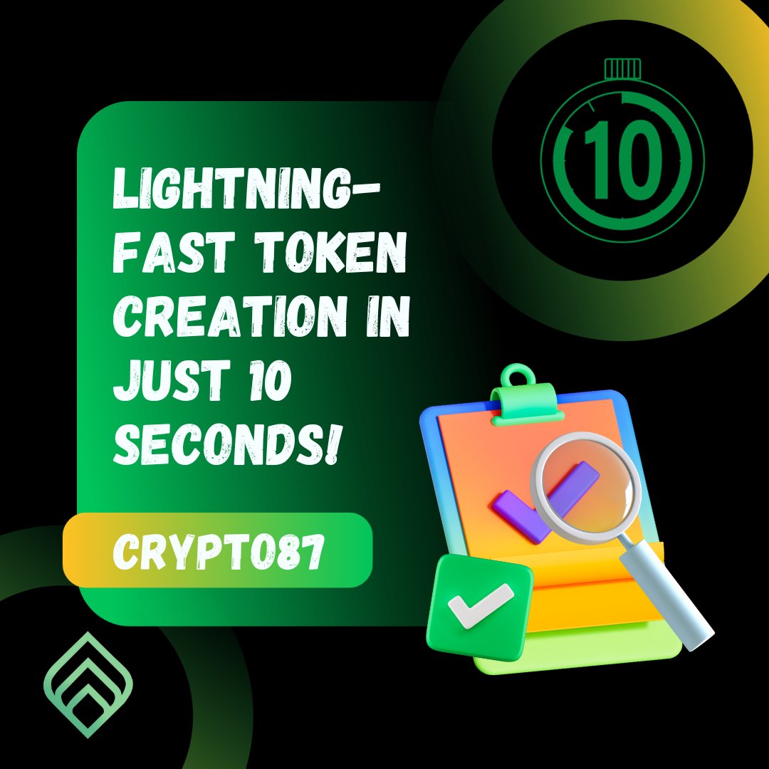 ⏱️ Lightning-fast creation in just 10 seconds! 🚀 With zero manual intervention, your token is seamlessly transferred to your address upon successful creation. No copyrights, just automatic deployment to the main network, fully verified! 🌐💎 #TokenCreation #AutomatedSuccess