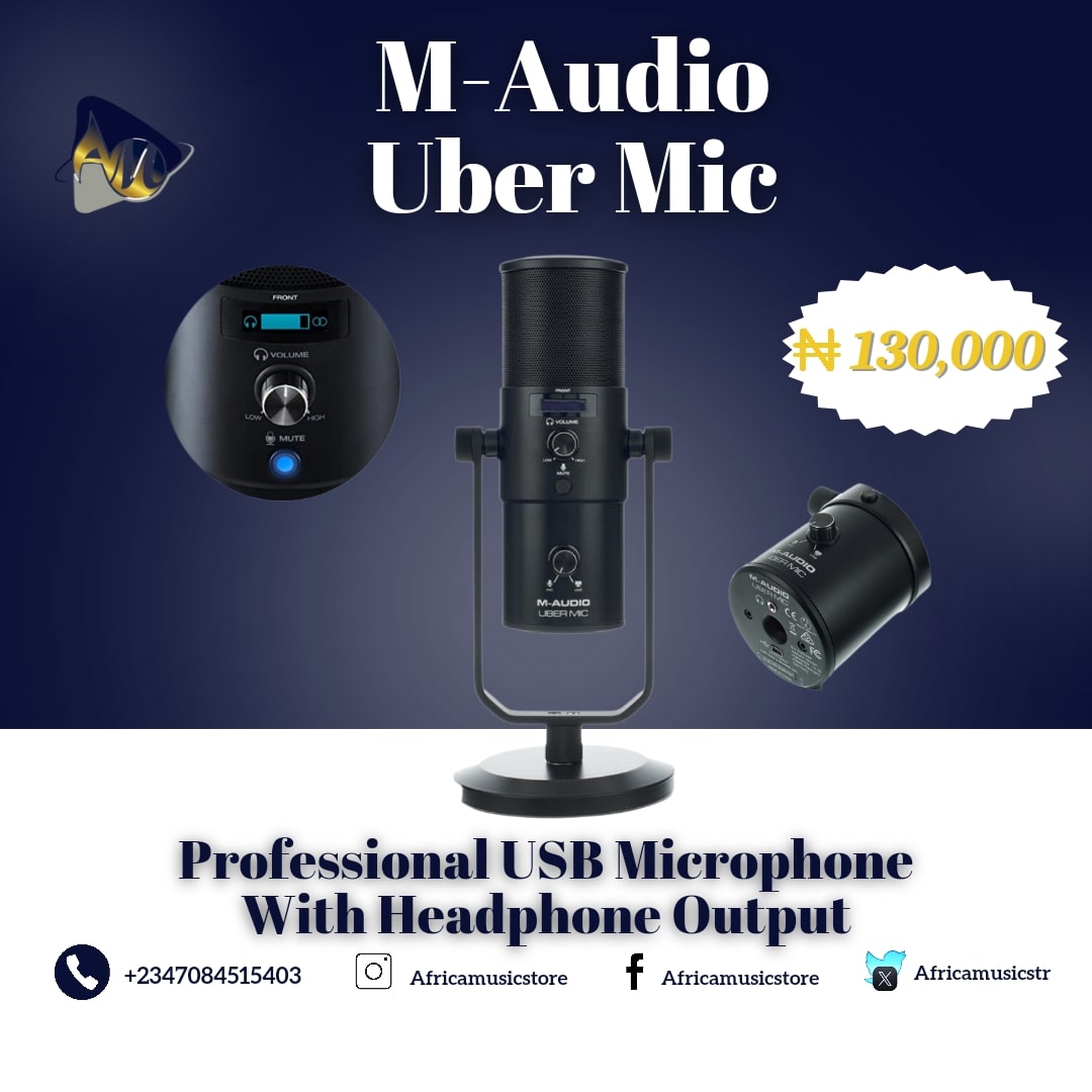 AfricaMusicStr's tweet photo. Professional MAudio Uber Mic for live streaming and video recording now available.
Follow @africamusicstore for more!!!
#Maudio #maudioubermic #usbmic #usbmicrophone #livestream #videorecordingmic https://t.co/z16W2gAGxM