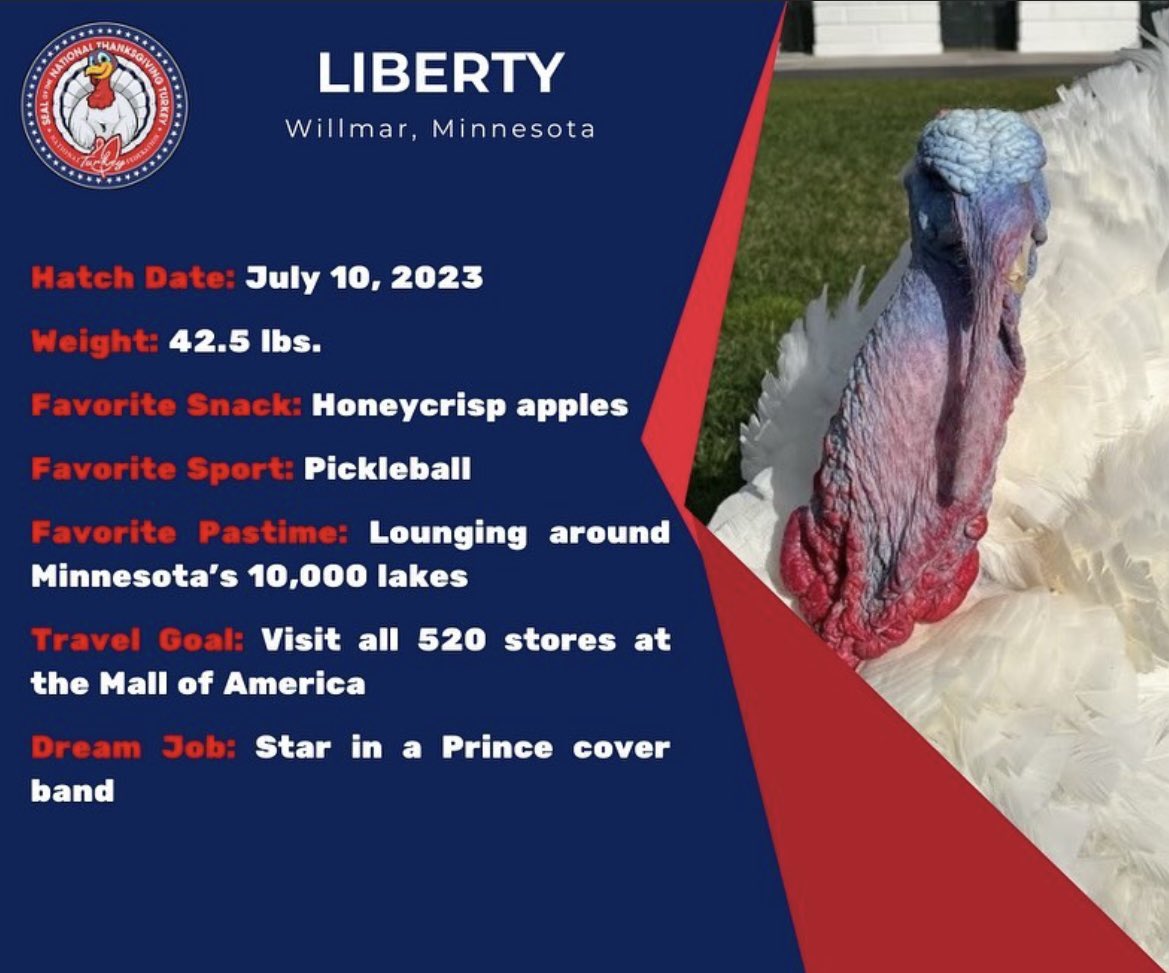 We are delighted to share the names of the two Jennie-O® turkeys that will be pardoned by the President of the United States as we celebrate the 76th annual Thanksgiving presentation with National Turkey Federation. Drum roll please…Liberty and Bell are our turkeys!