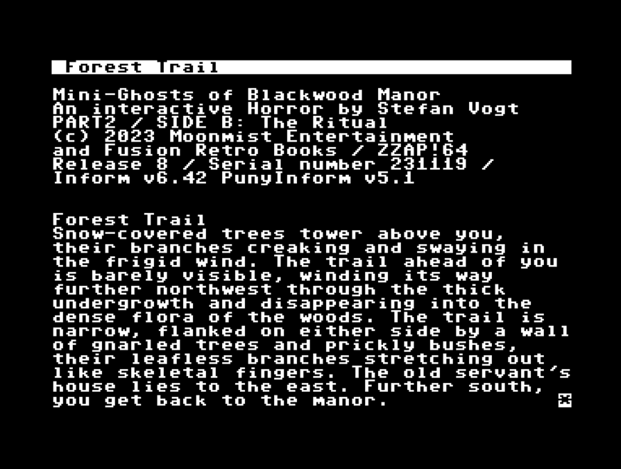 Finally finished MINI-GHOSTS, the #C64 #tape version of Ghosts of Blackwood Manor. Had to rewrite chunks of the game's logic to split it in 2 parts. Might remain exclusive to those who opted for the perk via the ZZAP Kickstarter and not be part of the upcoming public release.
