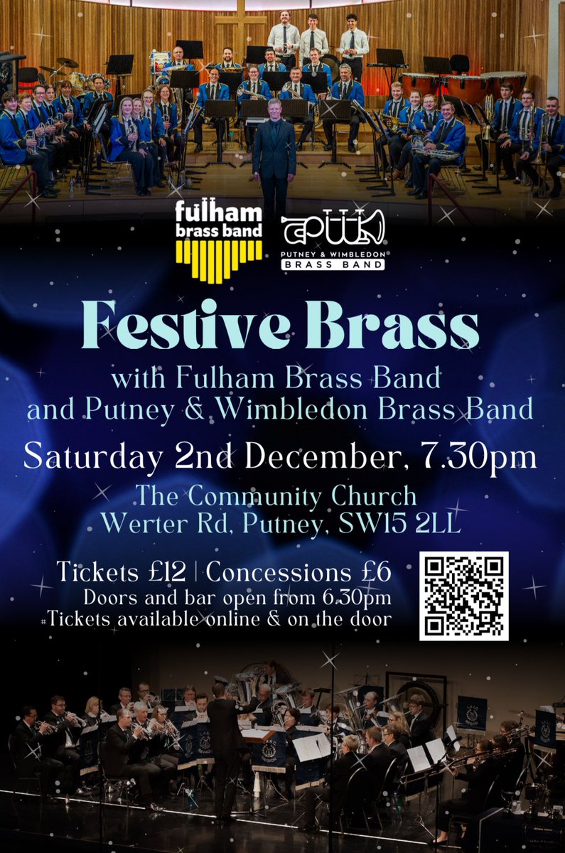 Two weeks to go until our joint festive concert with <a href="/fulhambrassband/">Fulham Brass Band</a> ! Saturday 2nd December 7.30 pm (doors and bar open 6.30) at Putney Community Church! 🎄🎶❄️🎵⛄️

Buy your tickets here ticketsource.co.uk/fulham-brass-b…