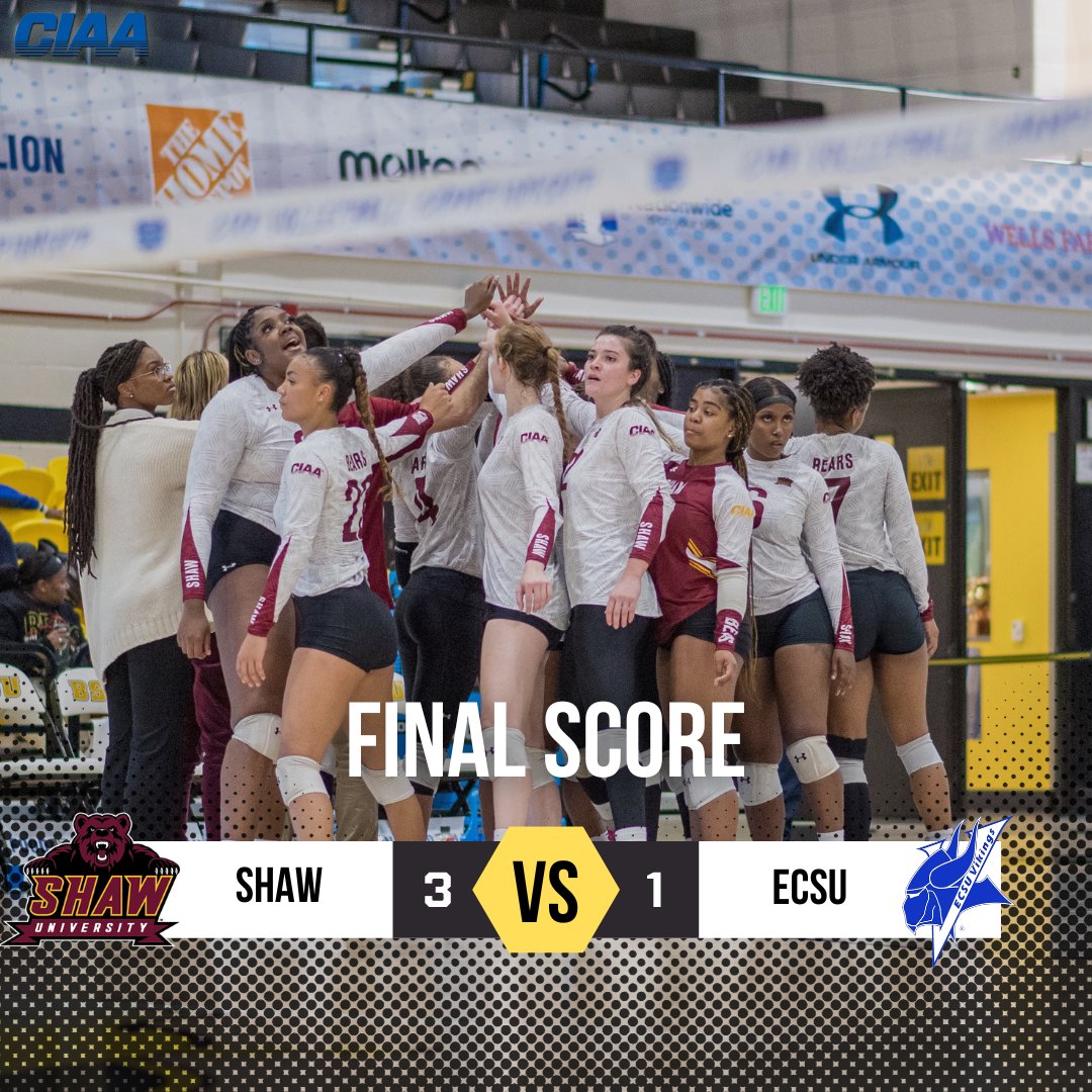ShawBears's tweet photo. MISSION ACCOMPLISHED!!!
THE SHAW UNIVERSITY LADY BEARS ARE YOUR 2023 CIAA VOLLEYBALL CHAMPIONS!!!
#WhateverItTakes | #ShawU | #StrideForFive | #PlayForAC https://t.co/DyPbDxrWlx