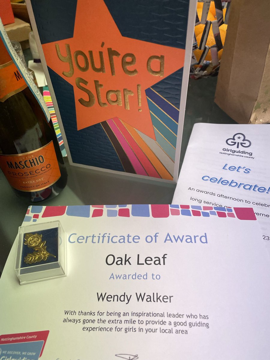 wendywalker74's tweet photo. Had a lovely time at Girlguiding Nottinghamshire’s awards afternoon, being presented with my Oak Leaf for being an inspirational leader…. https://t.co/W35qFdUcMT