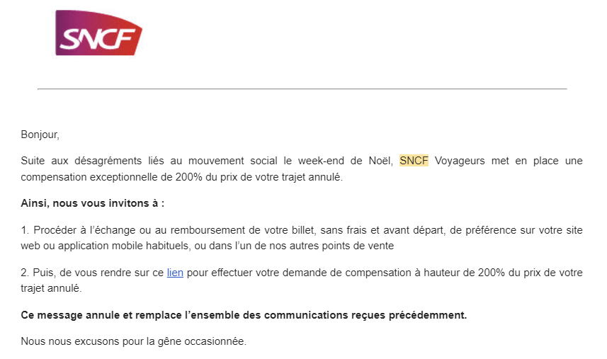ccm_camo's tweet photo. Ça fait presque 1 AN et  je n'ai toujours pas eu le remboursement de mon billet de train annulé lors du Noël dernier (22/12/22) de #SNCF 
Elle est où ma compensation de 200% mdr ? 🤡🤡 
#SNCFNoël #GrèveSNCF
@SNCFVoyageurs
@GroupeSNCF
@SNCFConnect https://t.co/vYLlY98G3n