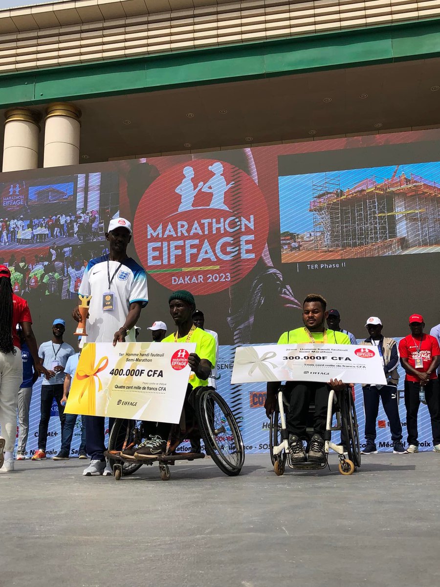 Toutes nos félicitations au top 3 Handi fauteuil semi marathon 🎉🎉🎉

🥇DIOP Sidy

🥈BA Boubacar

🥉BA Alassane

#courezdakar2023
