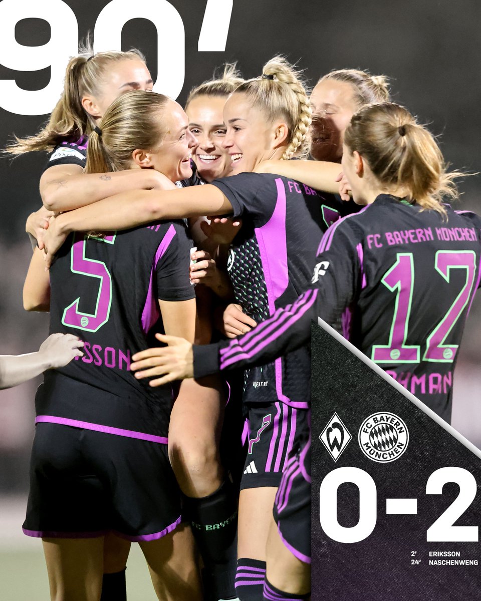 Ende in Bremen! Die #FCBayern Frauen gewinnen verdient beim SVW und verteidigen die Tabellenführung! 🥳🔝
 
#SVWFCB #MiaSanMia #DieLiga