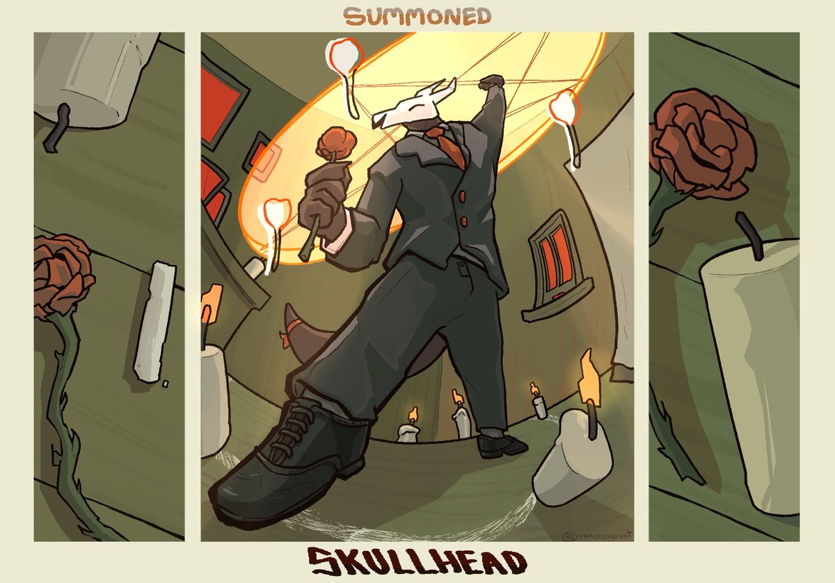 LuvamIsInnocent's tweet photo. What if you played a visual novel where you went on blind dates by summoning various demons into your home https://t.co/Blfn1M3N0U