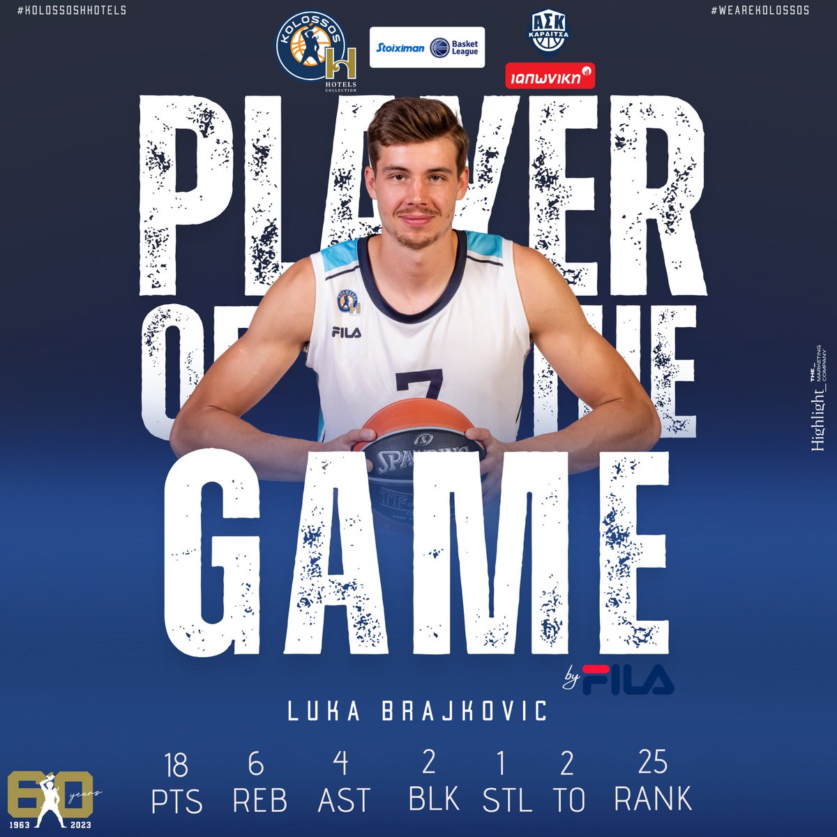 KolossosHHotels's tweet image. 𝗣𝗹𝗮𝘆𝗲𝗿 𝗼𝗳 𝘁𝗵𝗲 𝗴𝗮𝗺𝗲 𝗯𝘆 FILA Greece
➡️ @lb7even 

#kolossoshhotels #wearekolossos #weareone #weareblue #60yearsKolossos #StoiximanBasketLeague