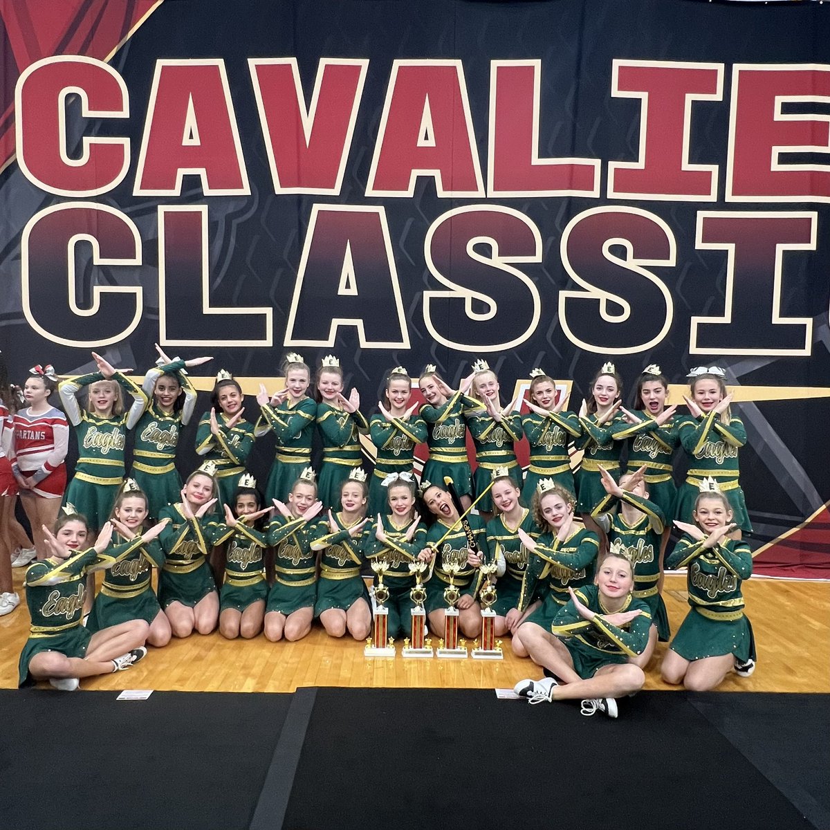 eversolecheer's tweet photo. A big THANK YOU to the Walsh University Stunt team for hosting a fun &amp; exciting competition today. These ERMS cheerleaders brought their A-game &amp; claimed another CLEAN SWEEP today! 
Non-Building: 🥇 
Building: 🥇 
Non-Building Non-Tumbling: 🥇
⚔️ SWORDS UP! ⚔️ https://t.co/r8dbotdSjj