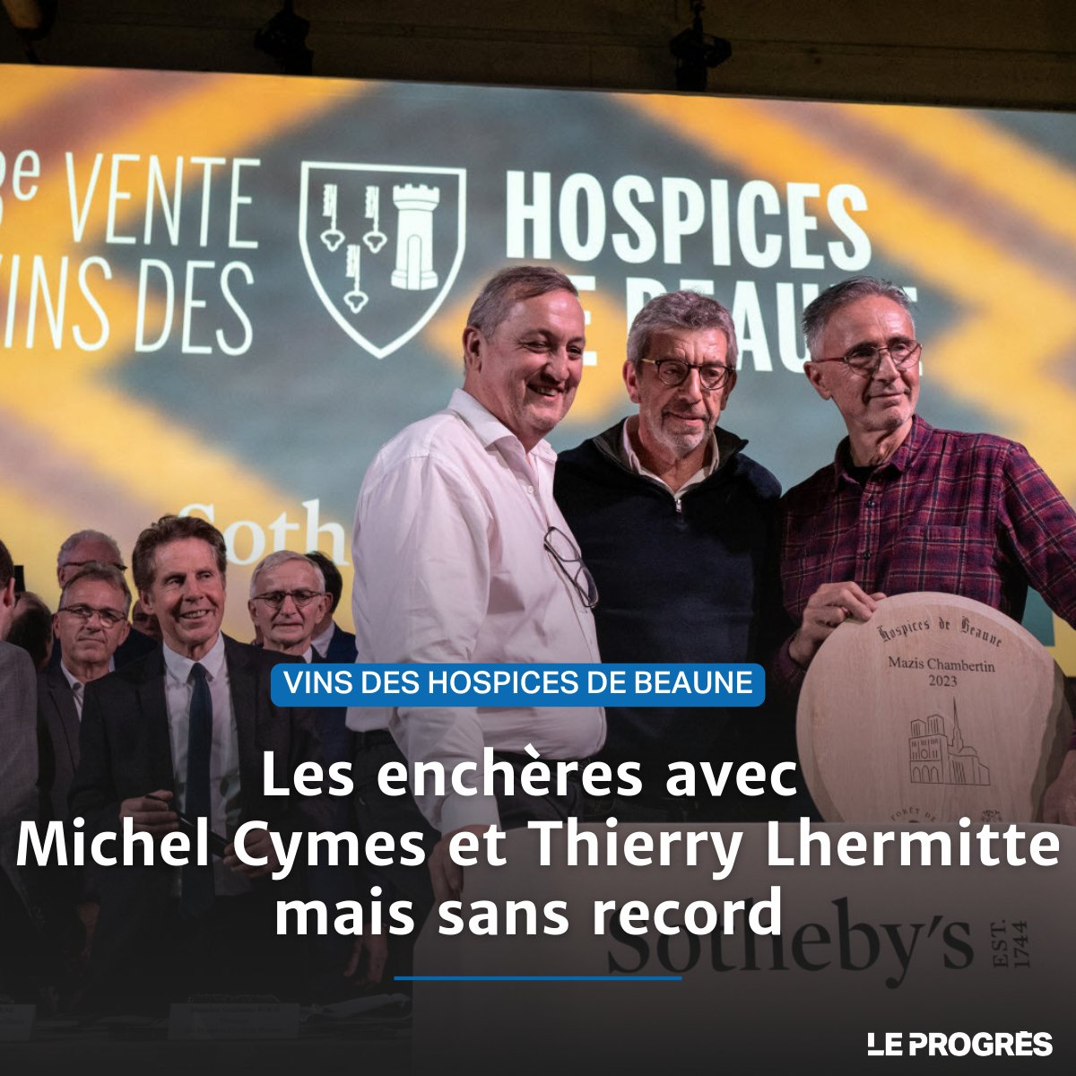 Le_Progres's tweet photo. 🍷🍇La vente des vins des Hospices de Beaune a mis fin ce dimanche à sa course effrénée aux records, malgré les parrainages de Thierry Lhermitte et Michel Cymes : le lot-vedette a été adjugé pour « seulement » 350 000 euros. https://t.co/yrHkvBS8hm