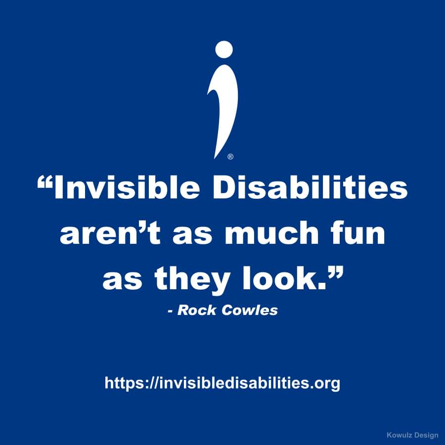 Do you know who you know that has an invisible disability?
invisibledisabilities.org
#invisibledisability #invisibledisabilities #fibromyalgia #chronicfatiguesyndrome #depression #anxiety #tbi #PTSD #diabetes #autism #cancer #BXO #LSA #kowulz #kowulzdesign  @InvDisabilities